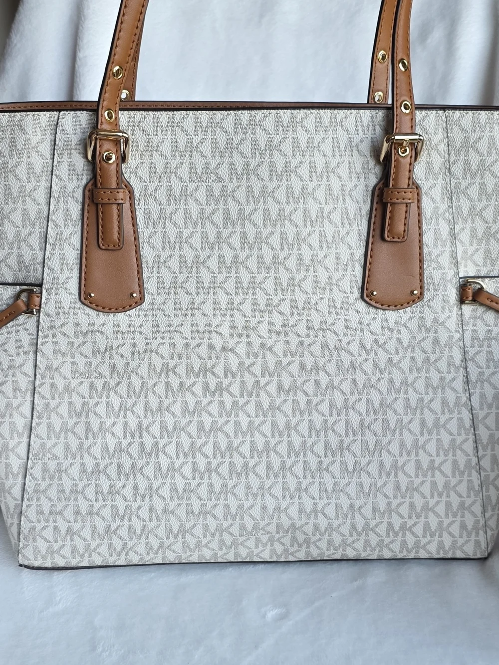 Michael Kors Cream and Tan Signature Tote Bag